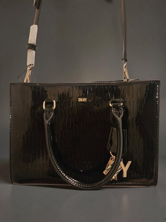 Dkny Handbags - DKNY Perri Box Satchel – Patent Black – NWT